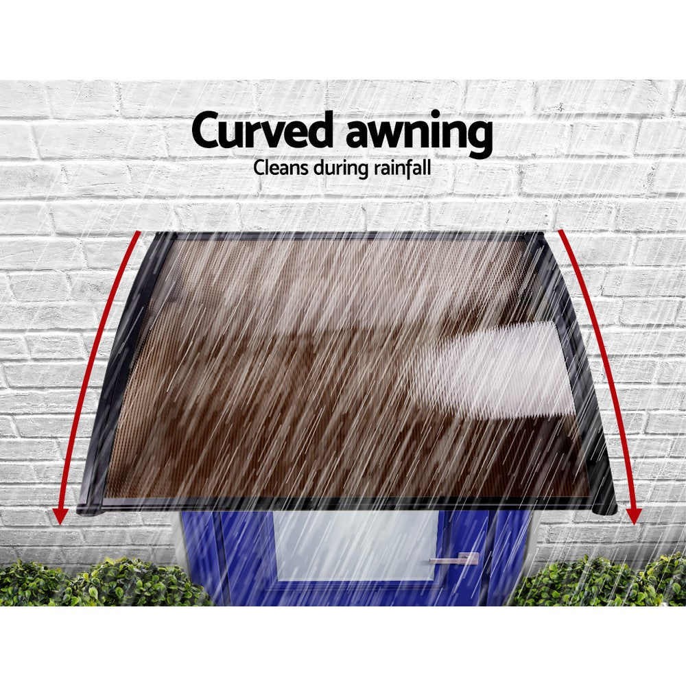 Awnings: Instahut Window Door Awning 1mx1m Brown