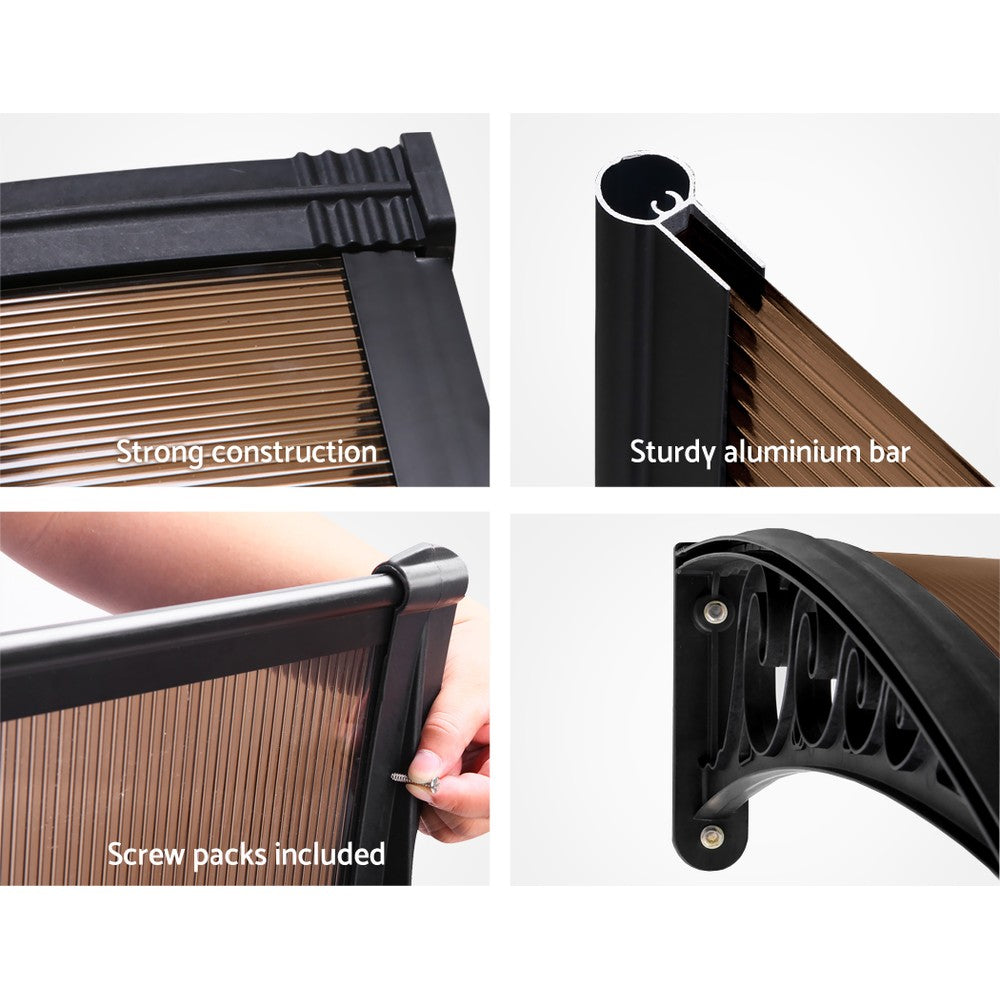 Awnings: Instahut Window Door Awning 1mx1m Brown