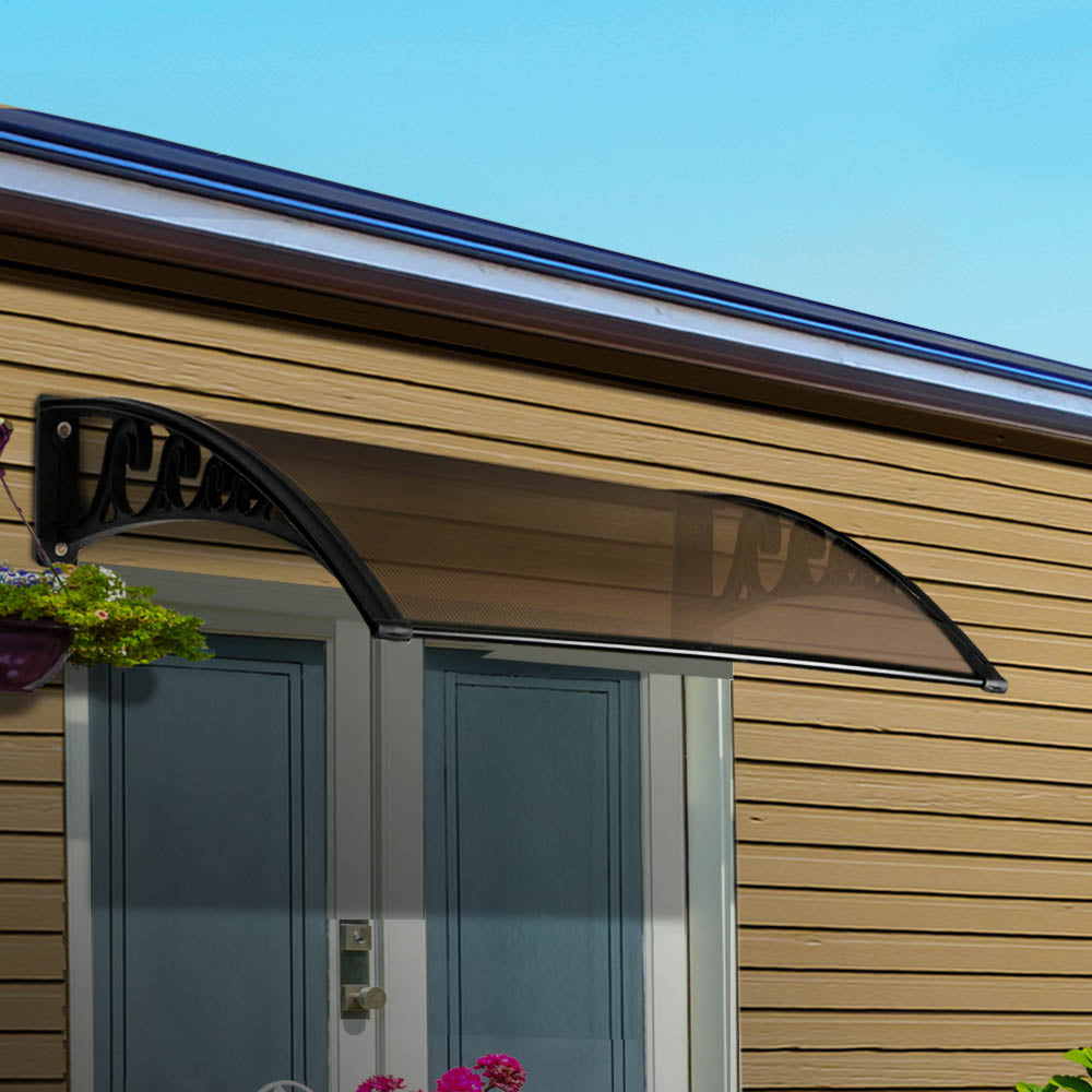 Awnings: Instahut Window Door Awning 1mx1m Brown