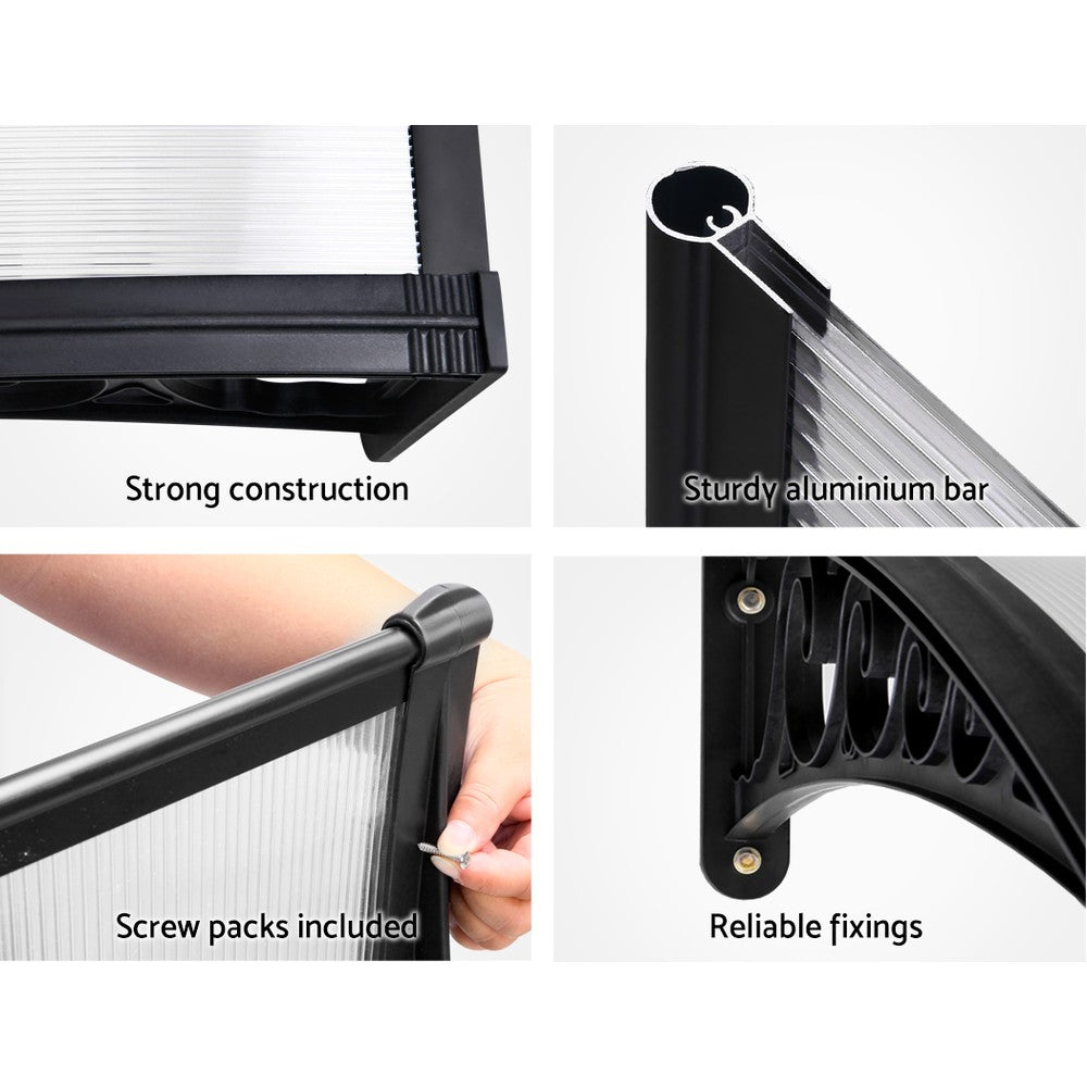 Awnings: Instahut Window Door Awning 1mx1.2m Transparent