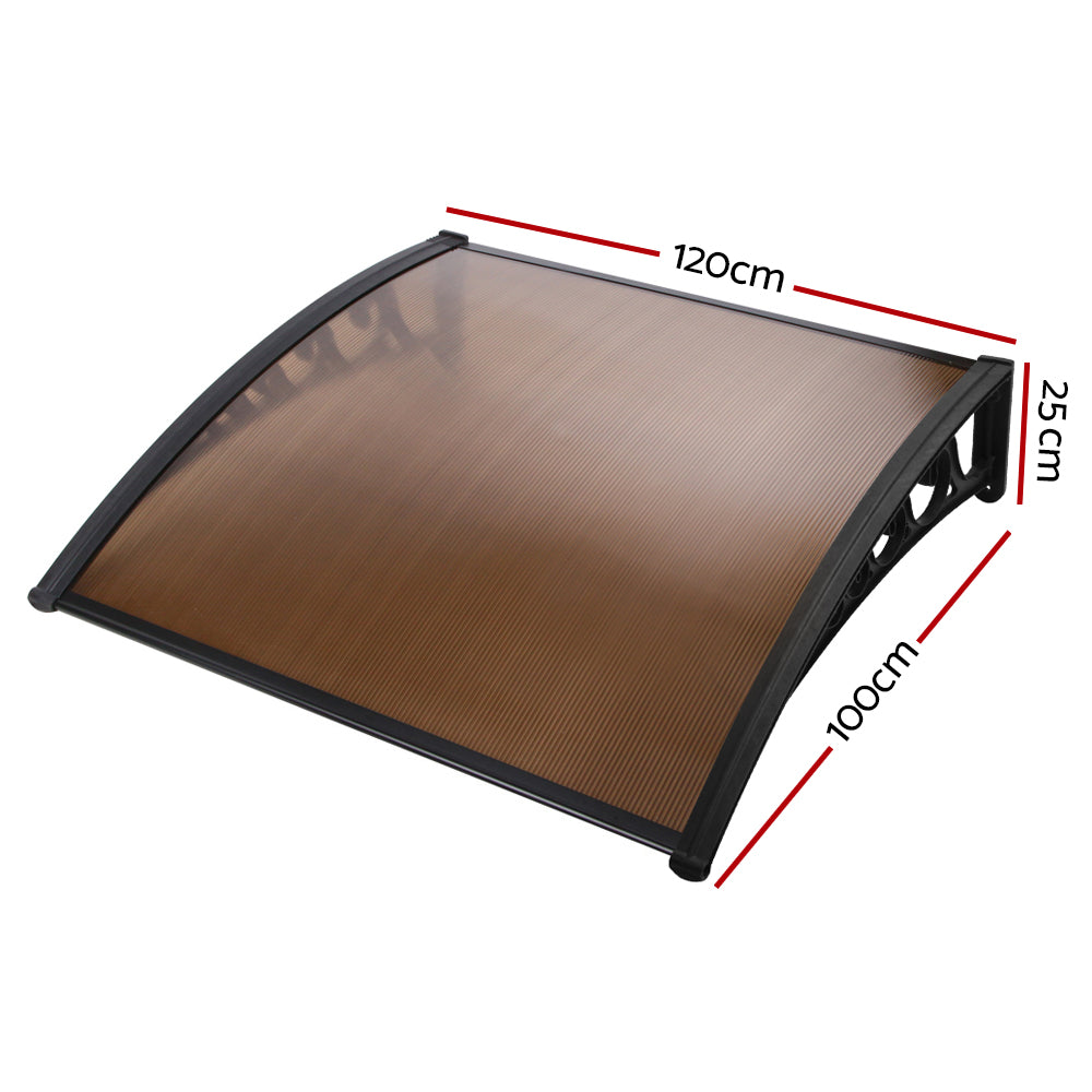 Awnings: Instahut Window Door Awning 1mx1.2m Brown
