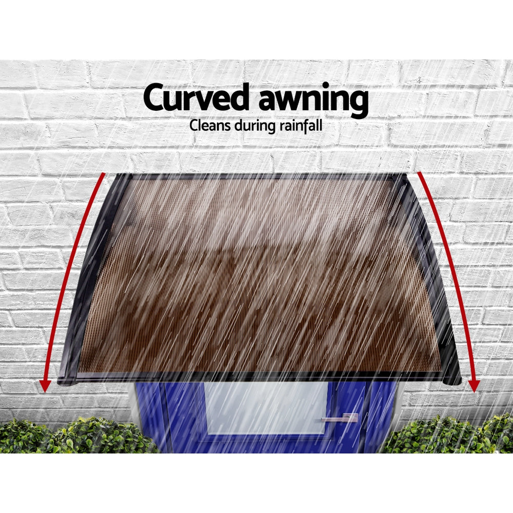Awnings: Instahut Window Door Awning 1mx1.2m Brown