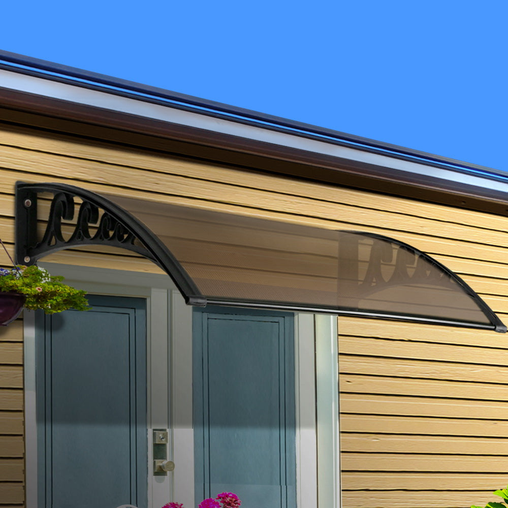 Awnings: Instahut Window Door Awning 1mx1.2m Brown