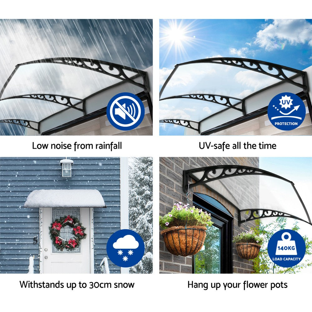 Awnings: Instahut Window Door Awning 1mx1.5m Transparent
