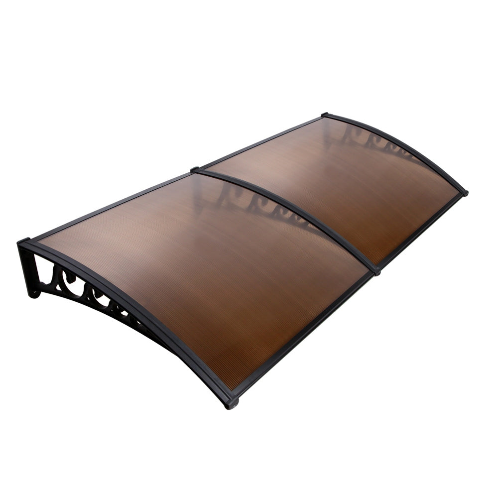 Awnings: Instahut Window Awning Door Canopy 1m x 2m Brown