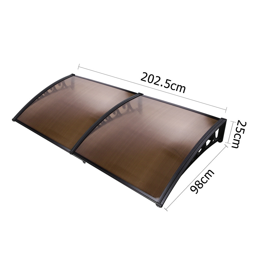 Awnings: Instahut Window Awning Door Canopy 1m x 2m Brown