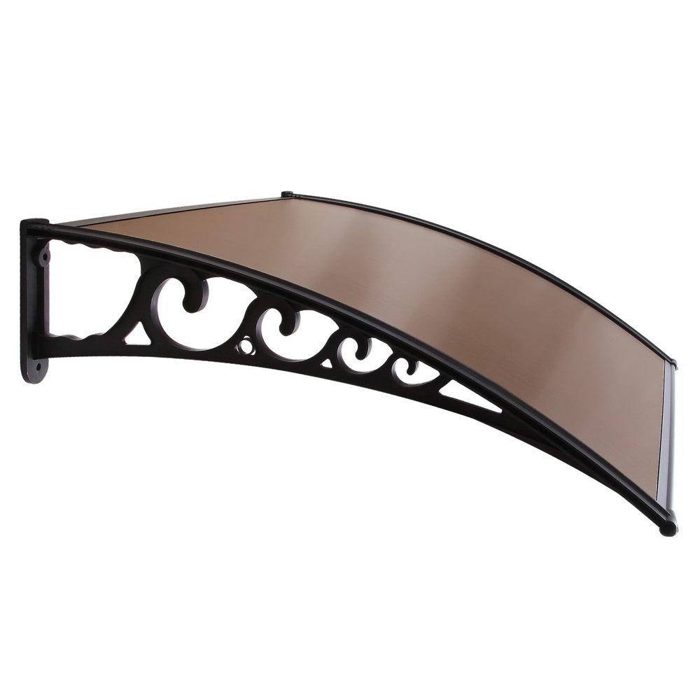 Awnings: Instahut Window Awning Door Canopy 1m x 2m Brown