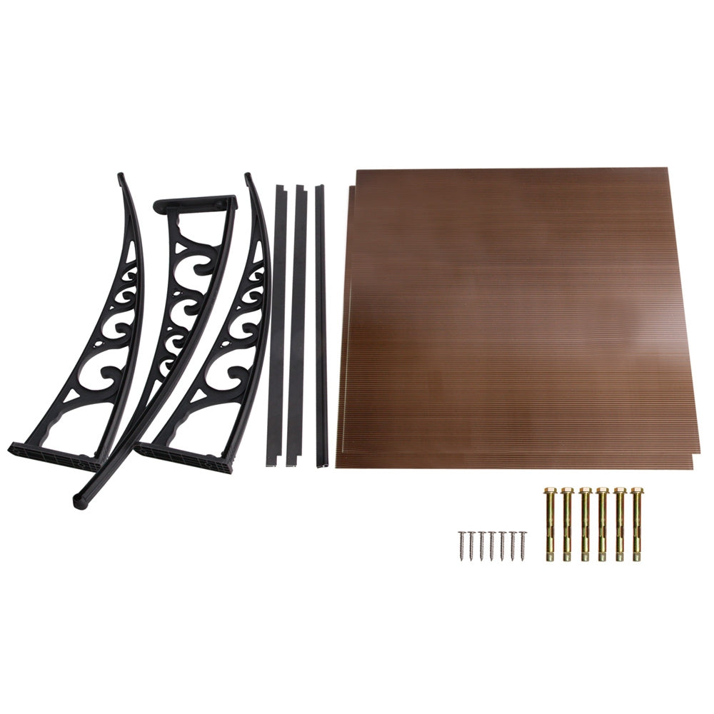 Awnings: Instahut Window Awning Door Canopy 1m x 2m Brown