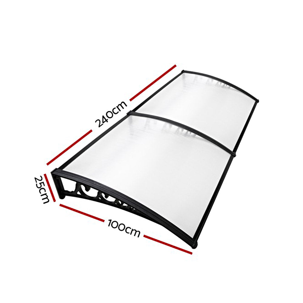 Awnings: Instahut Window Door Awning 1mx2.4m Transparent
