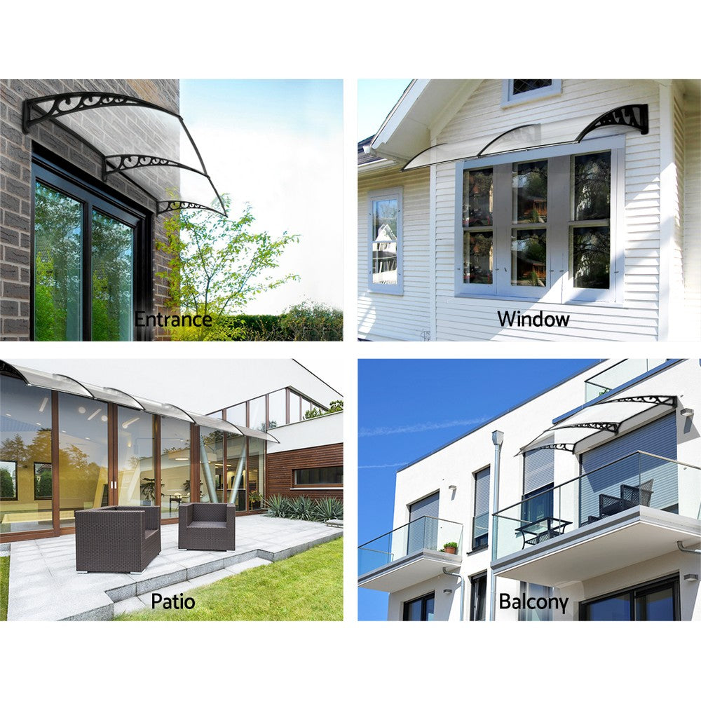 Awnings: Instahut Window Door Awning 1mx2.4m Transparent