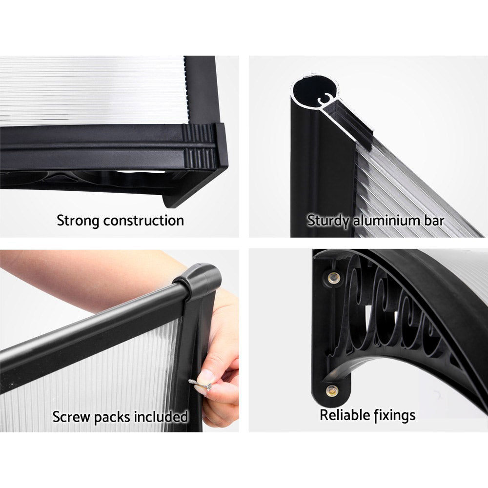 Awnings: Instahut Window Door Awning 1mx2.4m Transparent