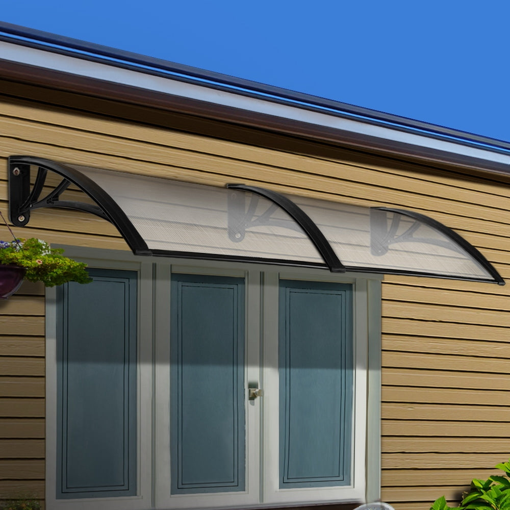 Awnings: Instahut Window Door Awning 1mx2.4m Transparent