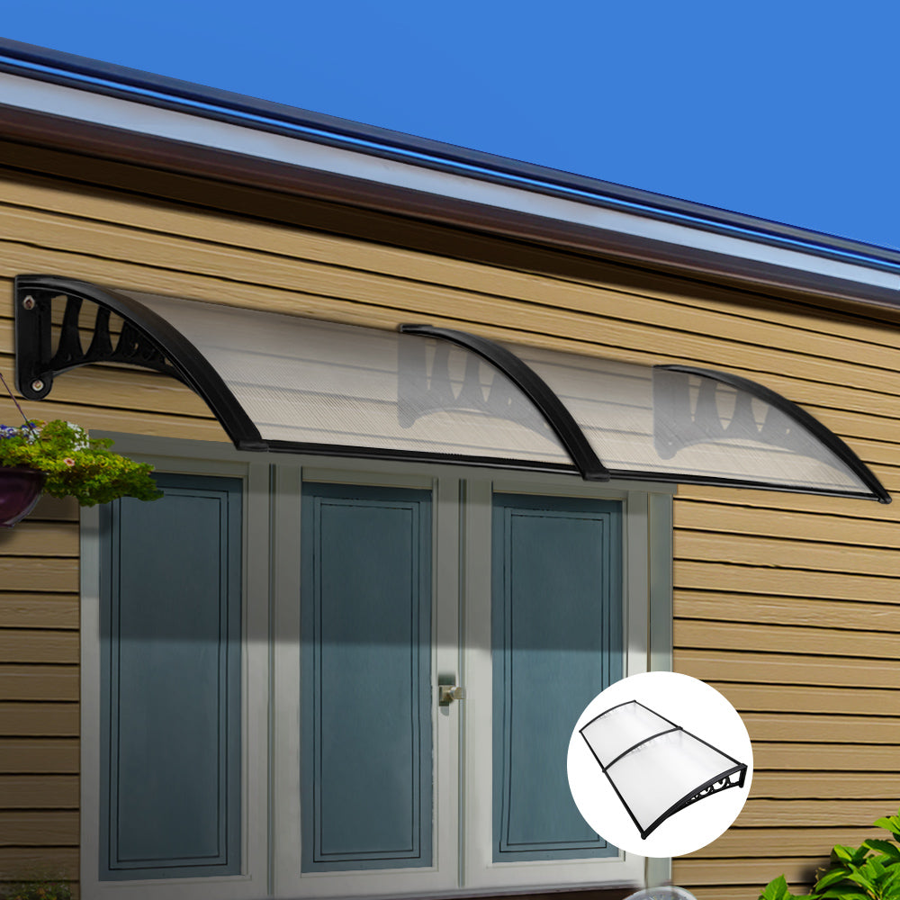 Awnings: Instahut Window Door Awning 1mx2.4m Transparent