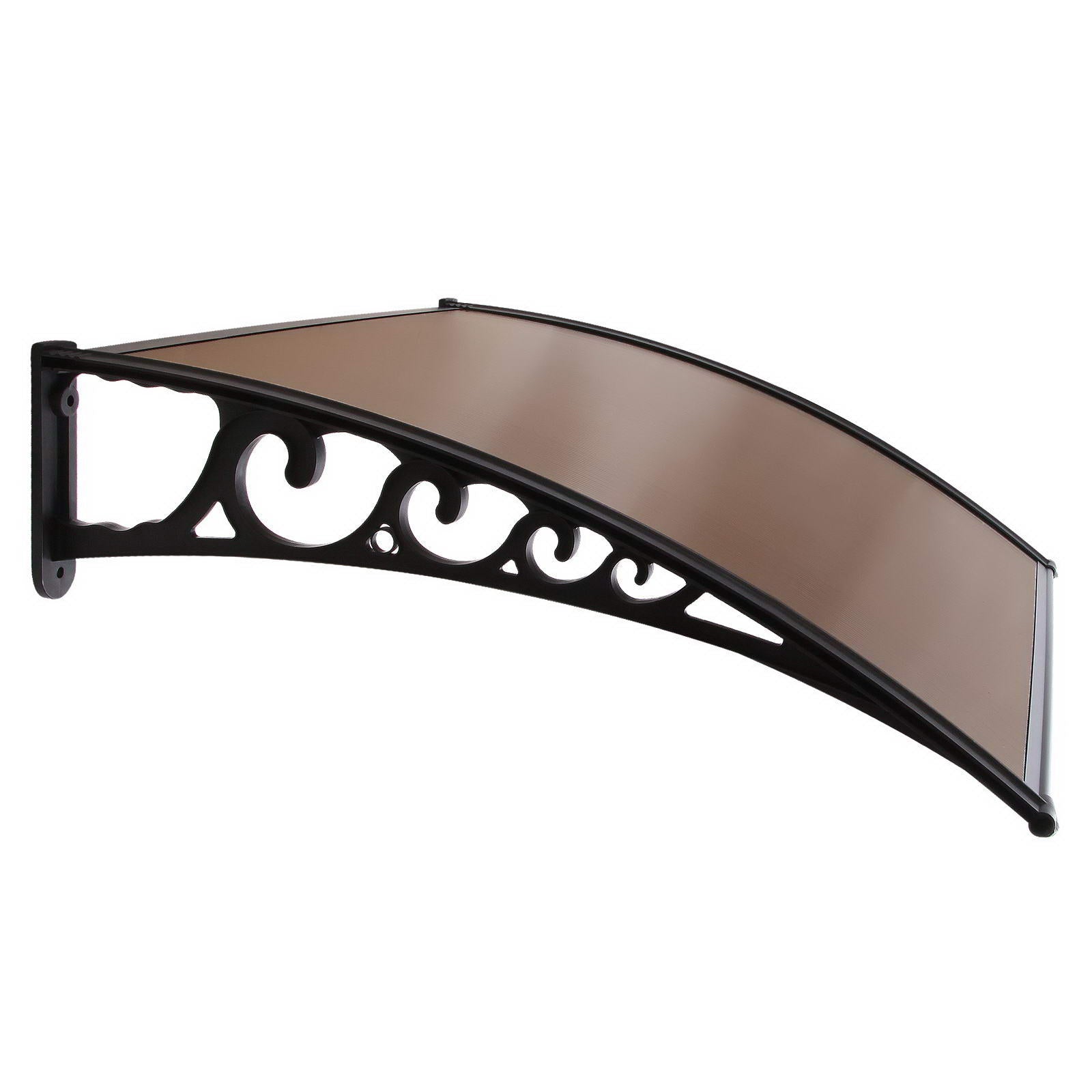 Awnings: Instahut Window Door Awning 1mx2.4m Brown Hollow Sheet Plastic Frame