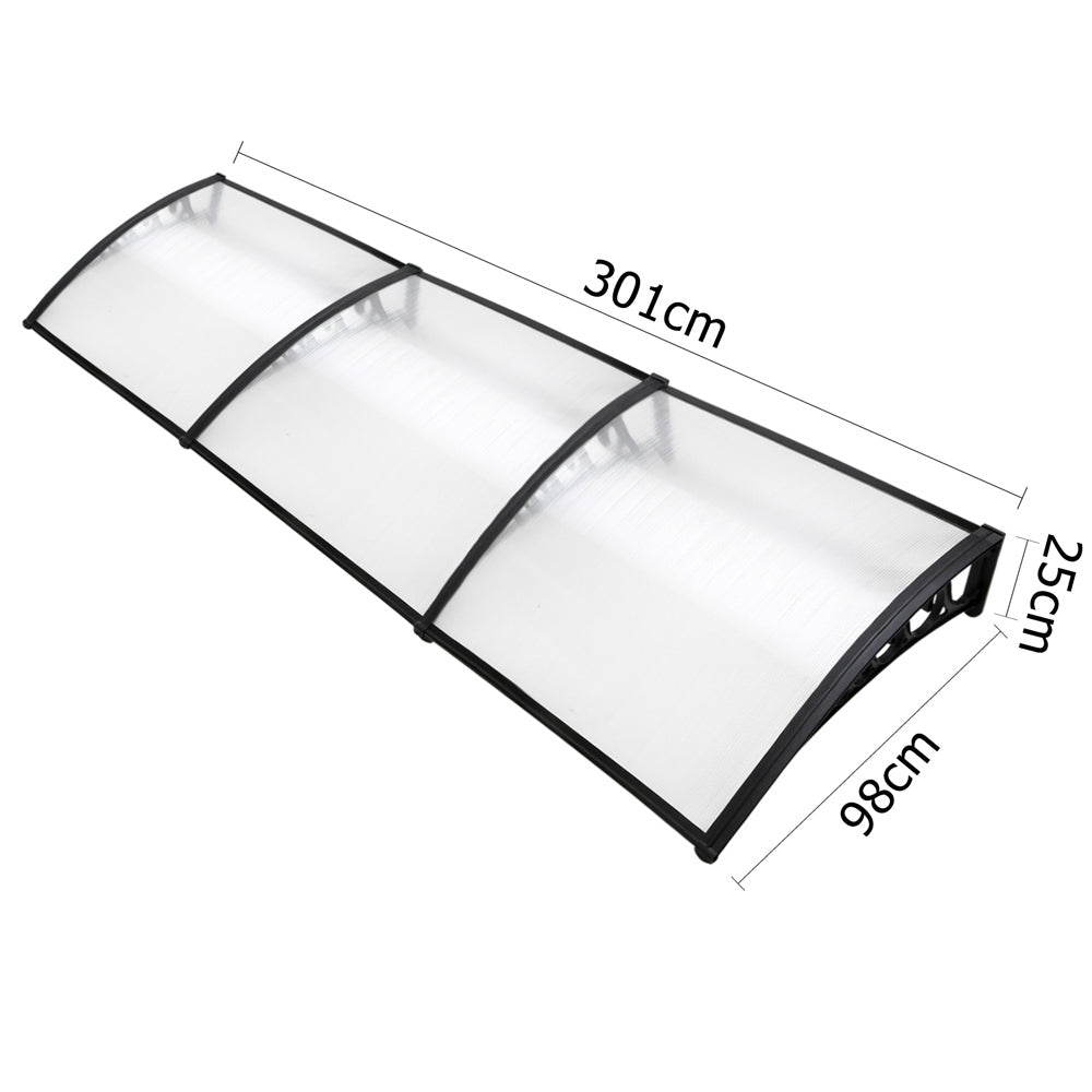 Awnings: Instahut Window Door Awning 1mx3m Transparent
