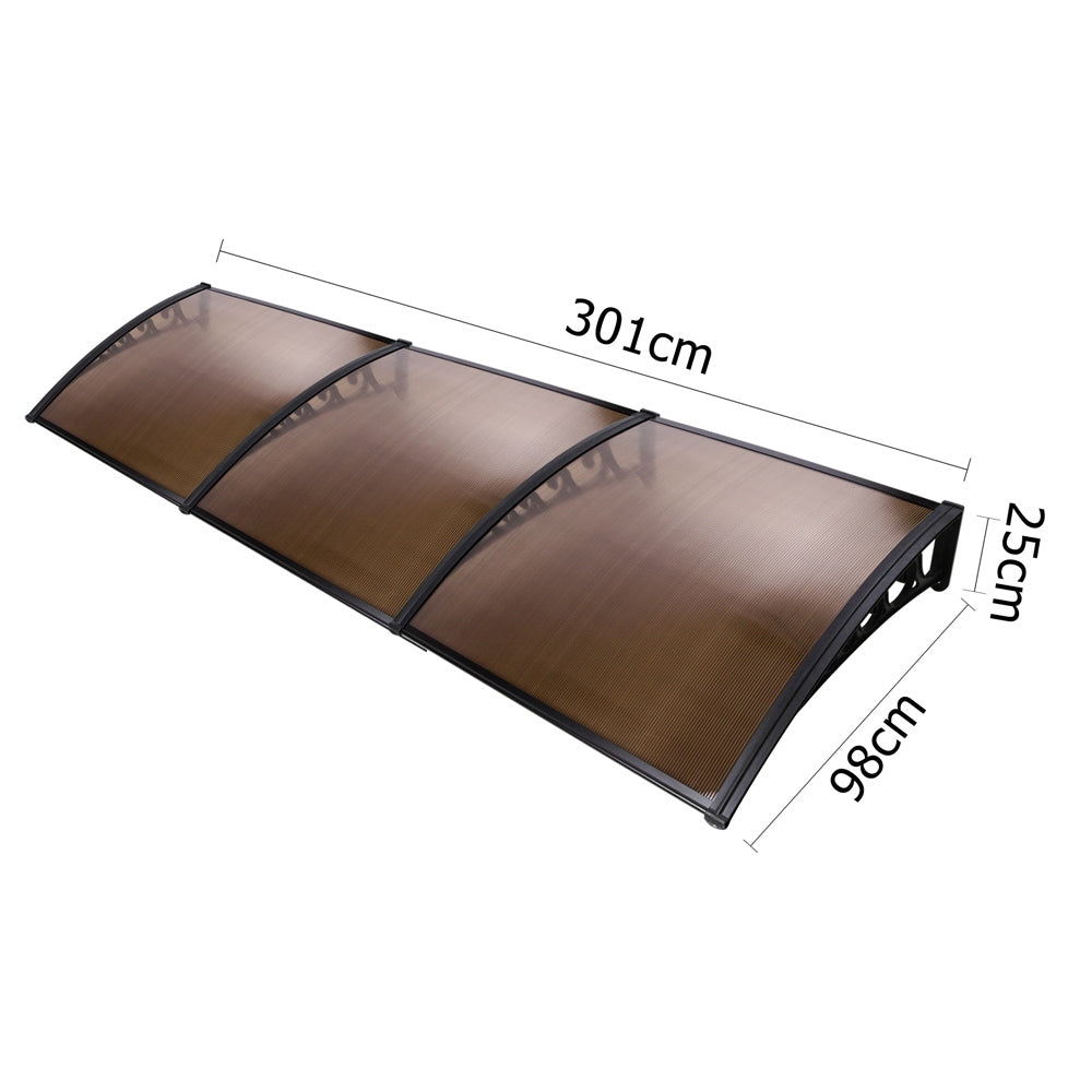 Awnings: Instahut Window Door Awning 1mx3m Brown