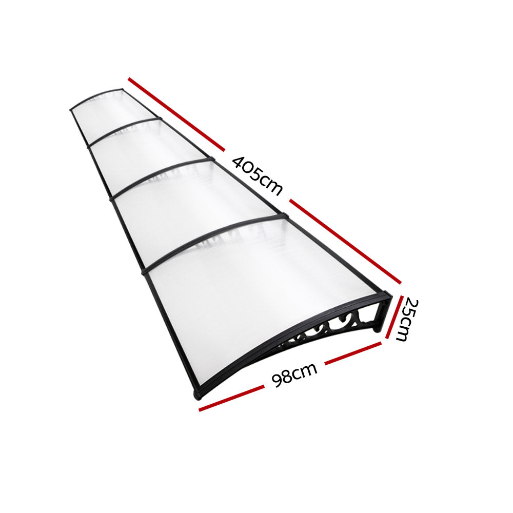 Awnings: Instahut Window Door Awning 1mx4m Transparent