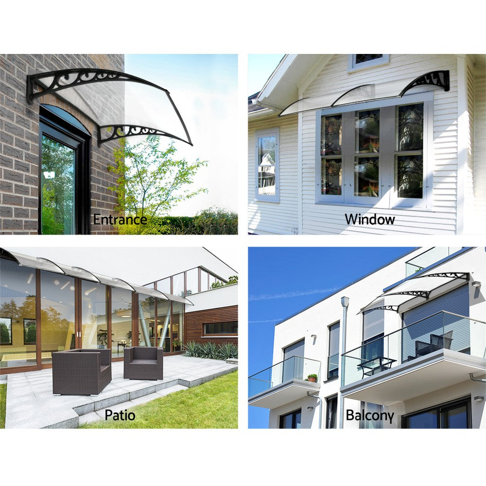 Awnings: Instahut Window Door Awning 1mx4m Transparent