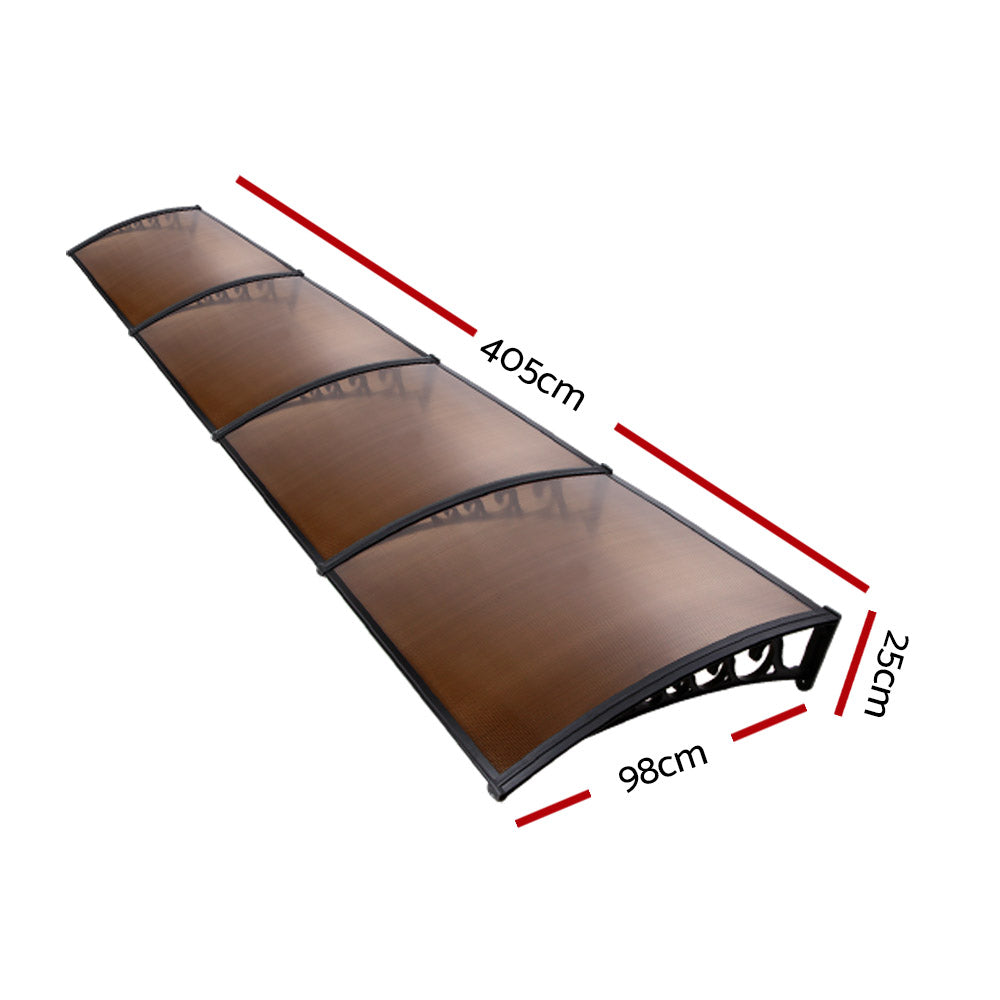 Awnings: Instahut Window Door Awning 1mx4m Brown