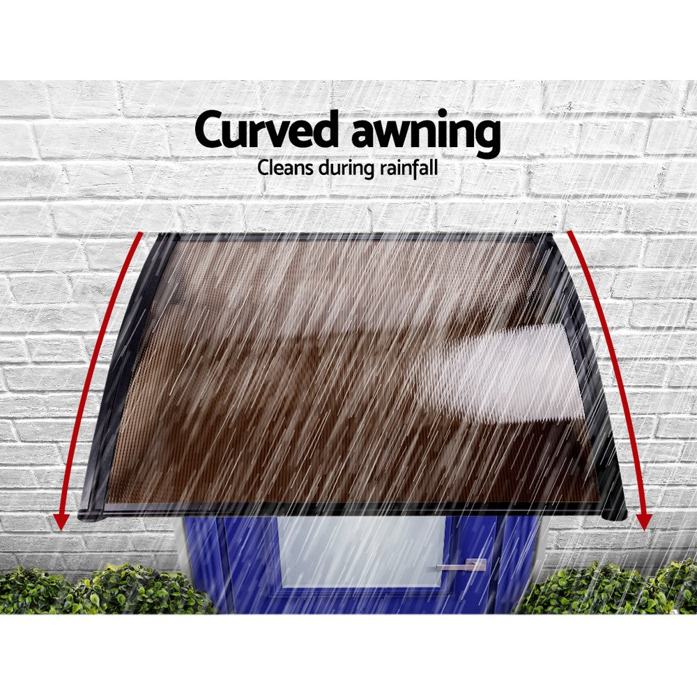 Awnings: Instahut Window Door Awning 1mx4m Brown
