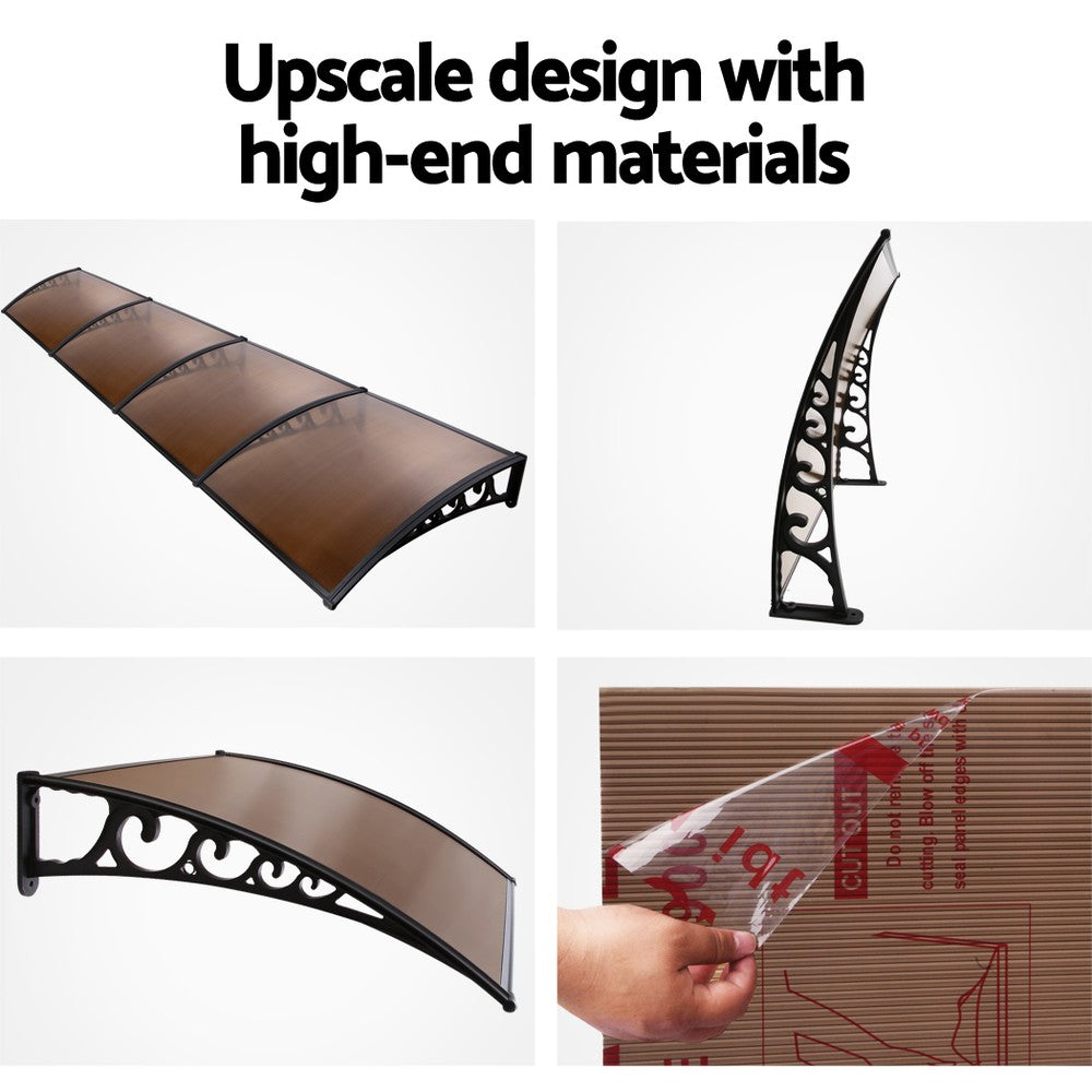 Awnings: Instahut Window Door Awning 1mx4m Brown