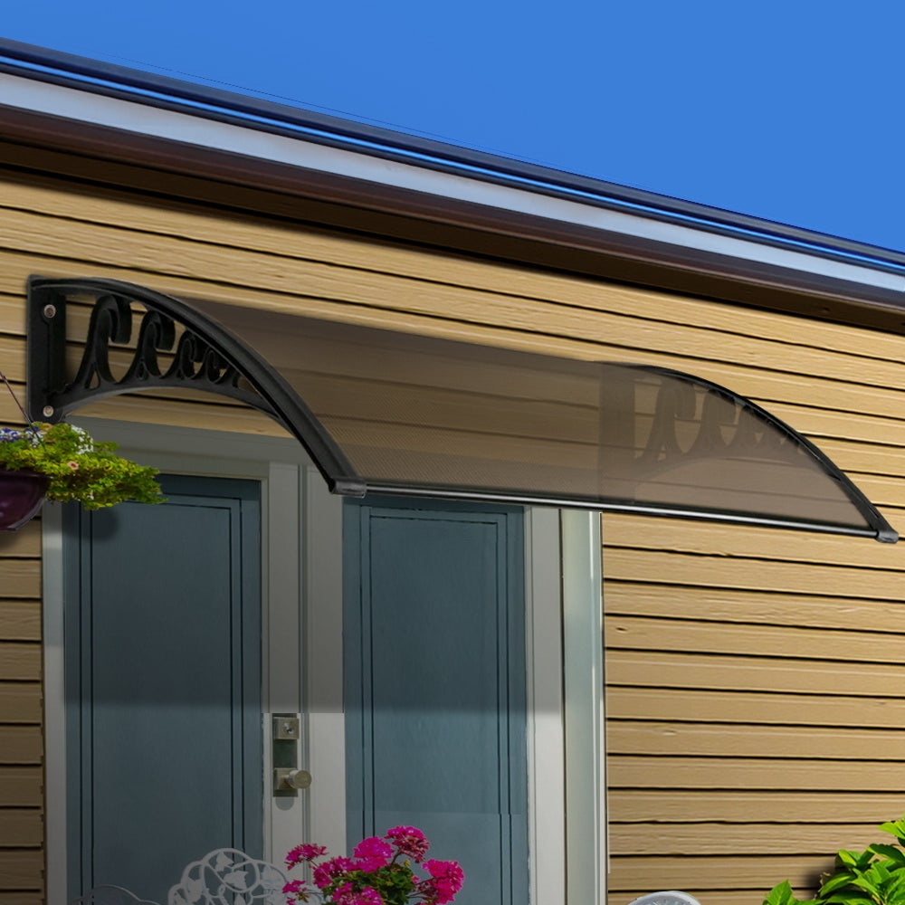 Awnings: Instahut Window Door Awning 1mx4m Brown