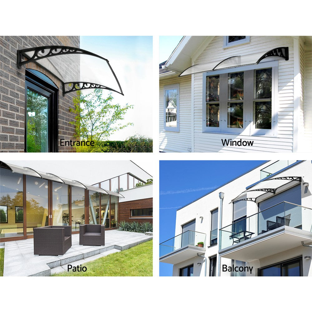 Awnings: Instahut Window Door Awning 1mx6m Transparent Plastic Frame