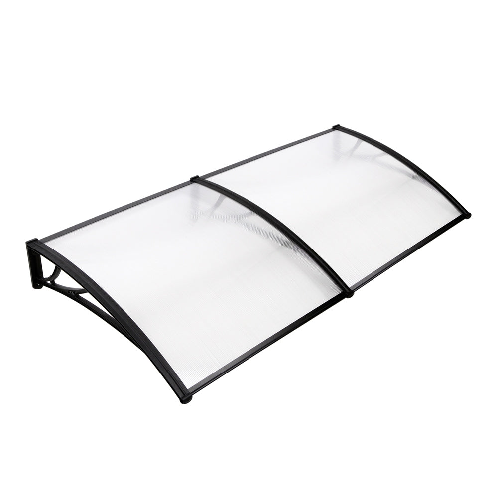 Awnings: Instahut Window Door Awning Canopy 1mx2m Transparent Sheet Black Plastic Frame