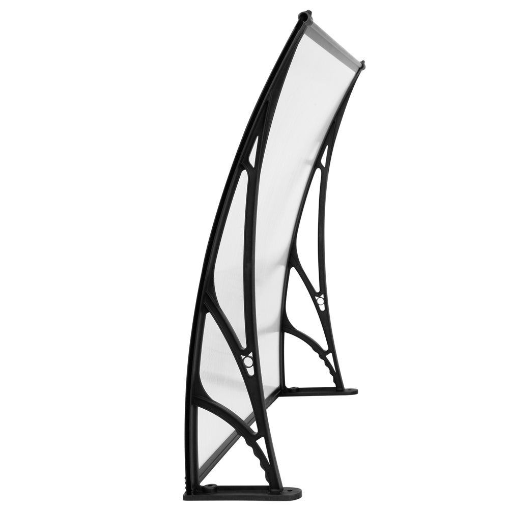 Awnings: Instahut Window Door Awning Canopy 1mx2m Transparent Sheet Black Plastic Frame