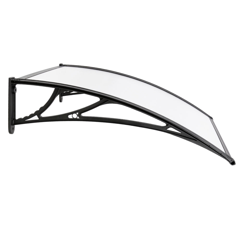 Awnings: Instahut Window Door Awning Canopy 1mx2m Transparent Sheet Black Plastic Frame
