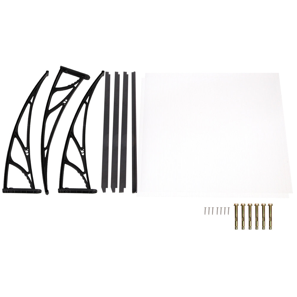 Awnings: Instahut Window Door Awning Canopy 1mx2m Transparent Sheet Black Plastic Frame