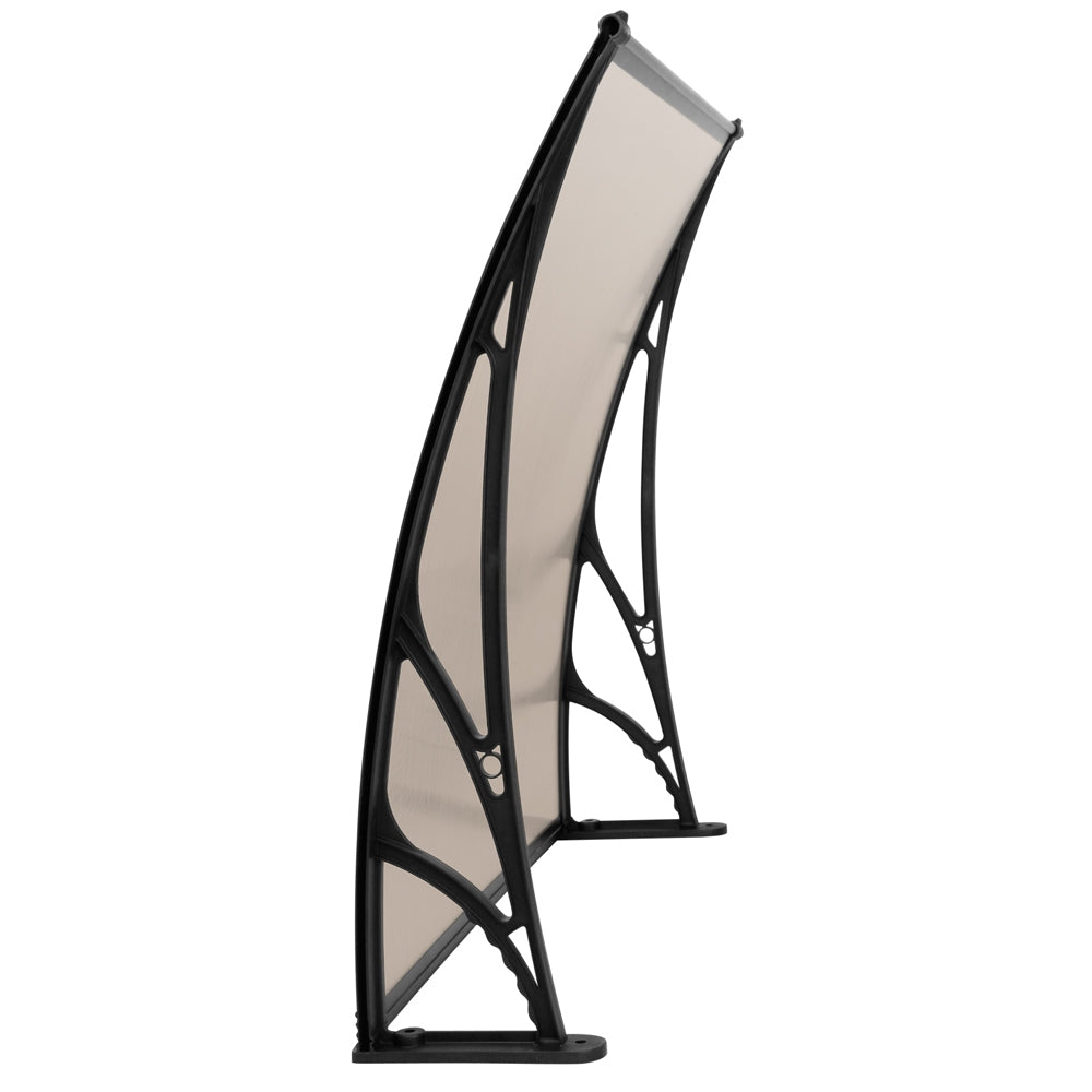 Awnings: Instahut Window Door Awning Canopy 1mx2m Brown Sheet Black Plastic Frame