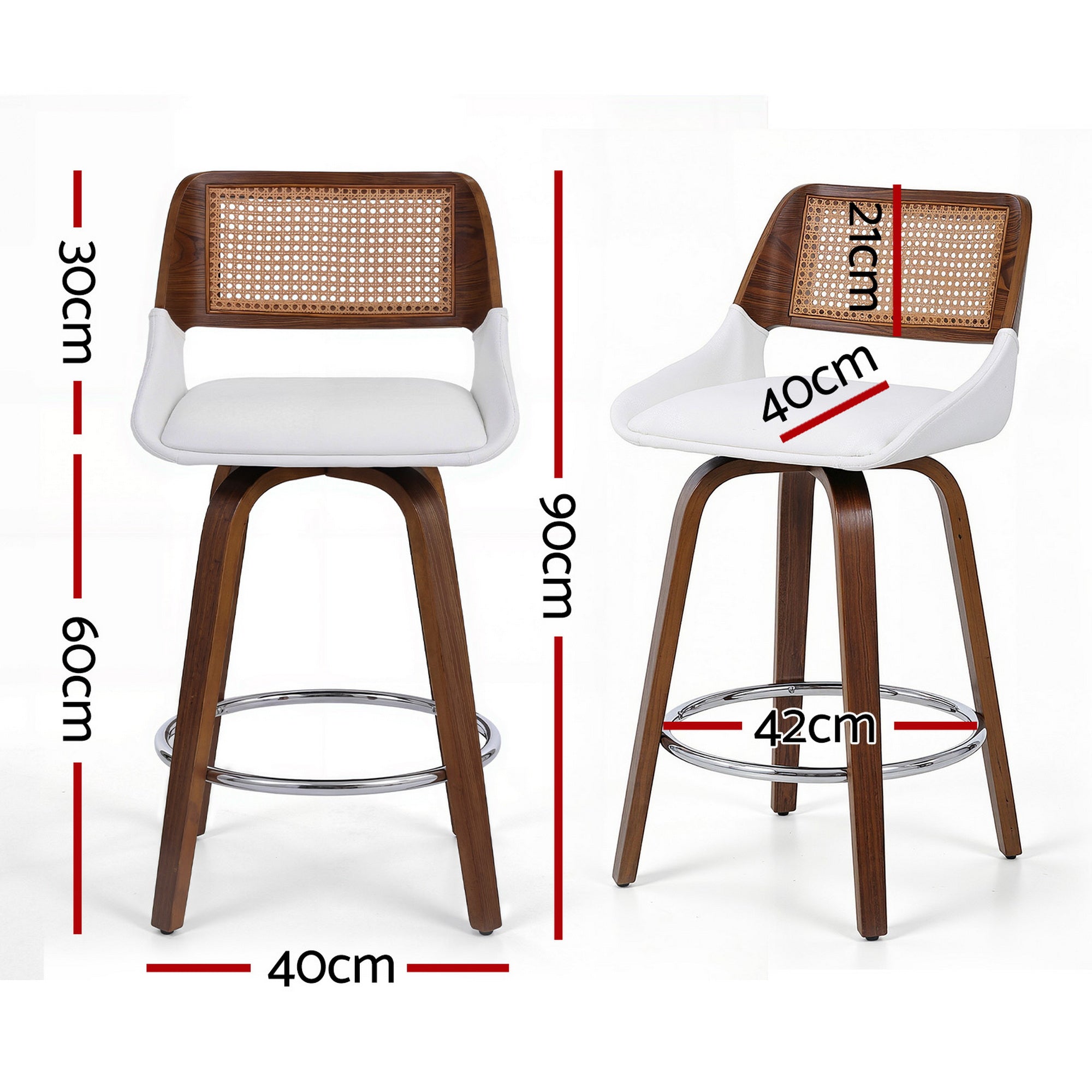 Table & Bar Stools: Artiss Wooden Bar Stools Set of 4 Swivel Kitchen Counter Stool Chair 60cm Seat Height
