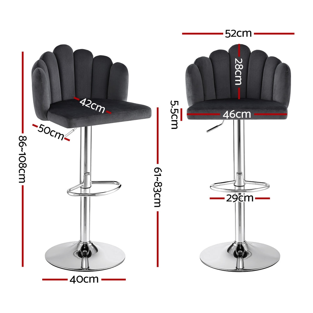 Table & Bar Stools: Artiss Bar Stool X2 Kitchen Dining Counter Gaslift Chair Adjustable Velvet Grey
