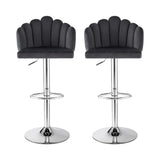 Table & Bar Stools: Artiss Bar Stool X2 Kitchen Dining Counter Gaslift Chair Adjustable Velvet Grey
