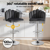Table & Bar Stools: Artiss Bar Stool X2 Kitchen Dining Counter Gaslift Chair Adjustable Velvet Grey