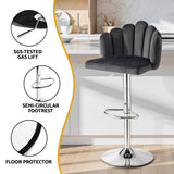 Table & Bar Stools: Artiss Bar Stool X2 Kitchen Dining Counter Gaslift Chair Adjustable Velvet Grey