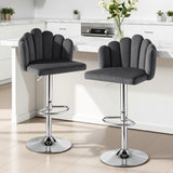 Table & Bar Stools: Artiss Bar Stool X2 Kitchen Dining Counter Gaslift Chair Adjustable Velvet Grey