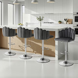 Table & Bar Stools: Artiss Bar Stool X4 Kitchen Dining Counter Gaslift Chair Adjustable Velvet Grey