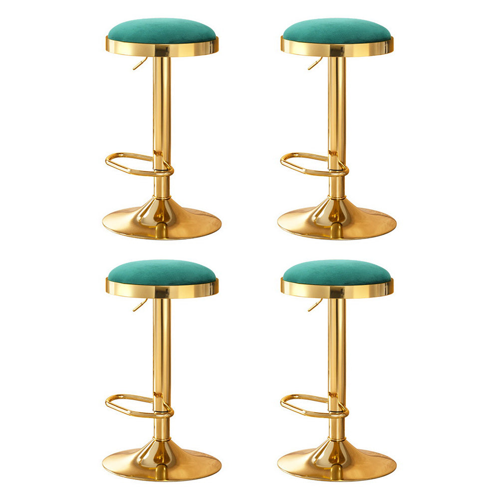 Table & Bar Stools: 4x Artiss Bar Stools Kitchen Dining Chairs Velvet Padded Stool Green