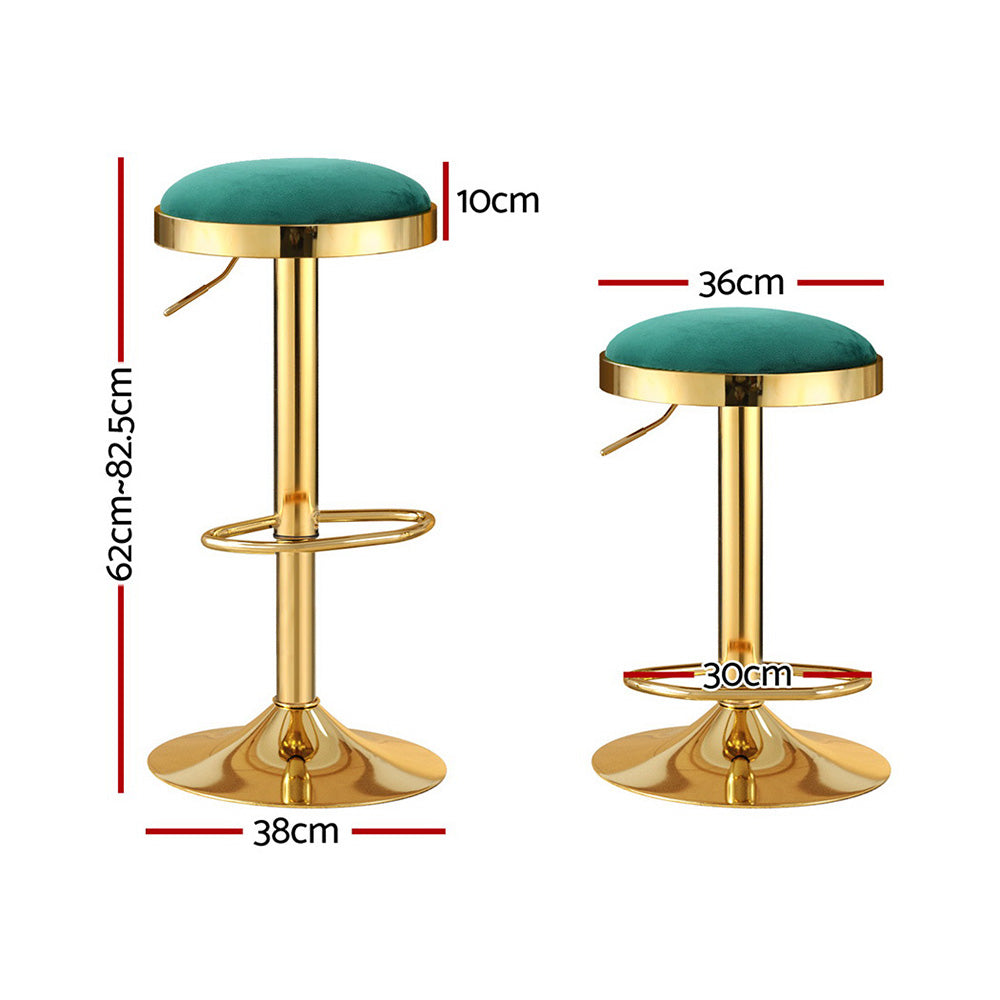 Table & Bar Stools: 4x Artiss Bar Stools Kitchen Dining Chairs Velvet Padded Stool Green