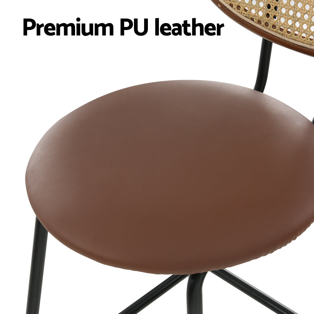 Table & Bar Stools: Artiss 2x Bar Stools PU Leather Stools Brown
