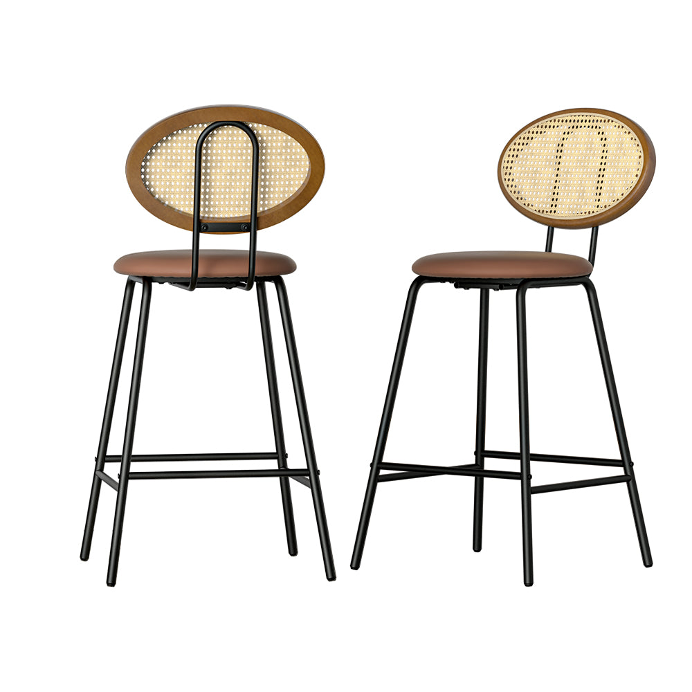 Table & Bar Stools: Artiss 2x Bar Stools PU Leather Stools Brown