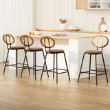 Table & Bar Stools: Artiss 4x Bar Stools PU Leather Stools Brown