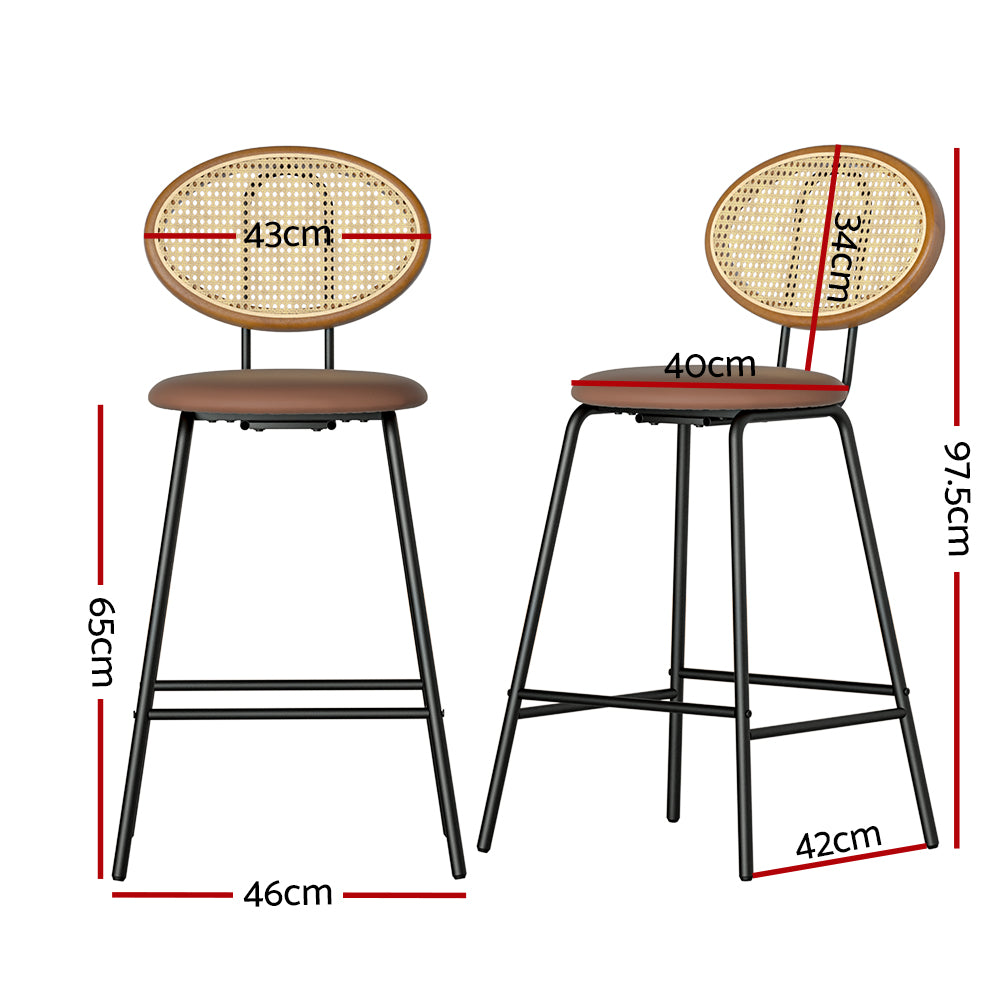 Table & Bar Stools: Artiss 4x Bar Stools PU Leather Stools Brown