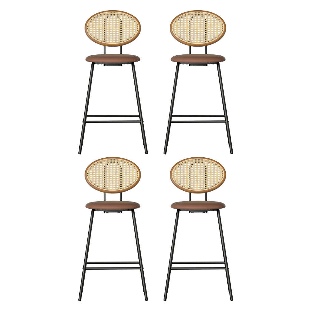 Table & Bar Stools: Artiss 4x Bar Stools PU Leather Stools Brown