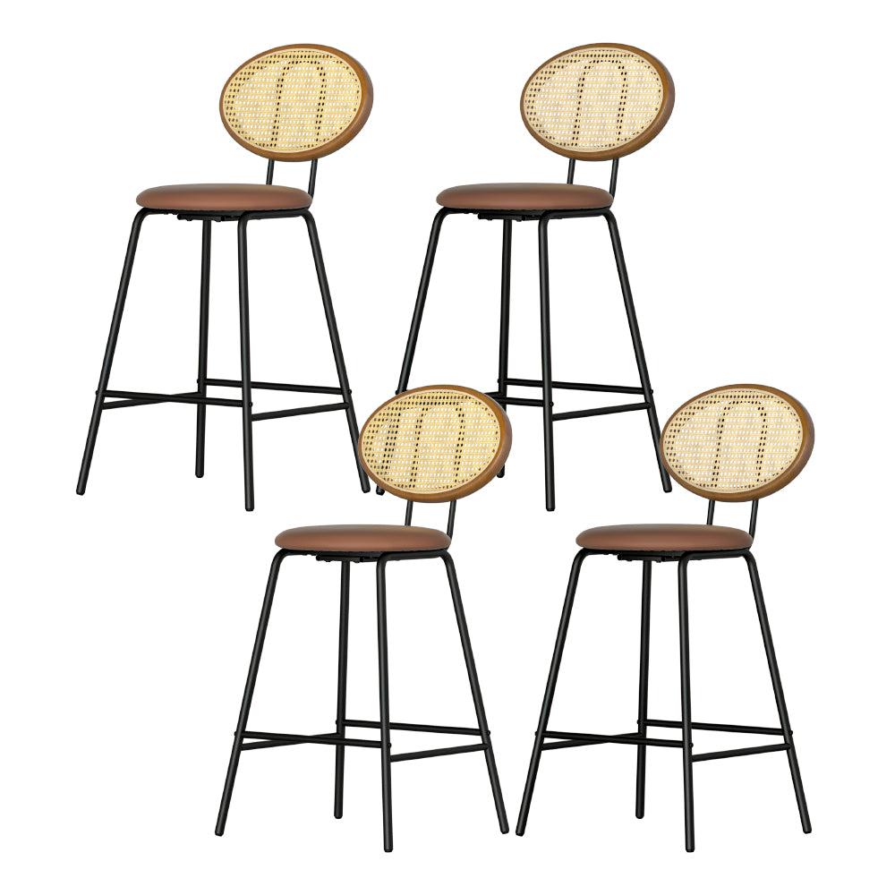 Table & Bar Stools: Artiss 4x Bar Stools PU Leather Stools Brown