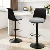 Table & Bar Stools: Artiss 2x Bar Stools Kitchen Swivel Gas Lift Counter Dining Chair Curved Black
