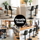 Table & Bar Stools: Artiss 4x Bar Stools Kitchen Swivel Gas Lift Counter Dining Chair Curved Black