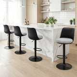 Table & Bar Stools: Artiss 4x Bar Stools Kitchen Swivel Gas Lift Counter Dining Chair Curved Black